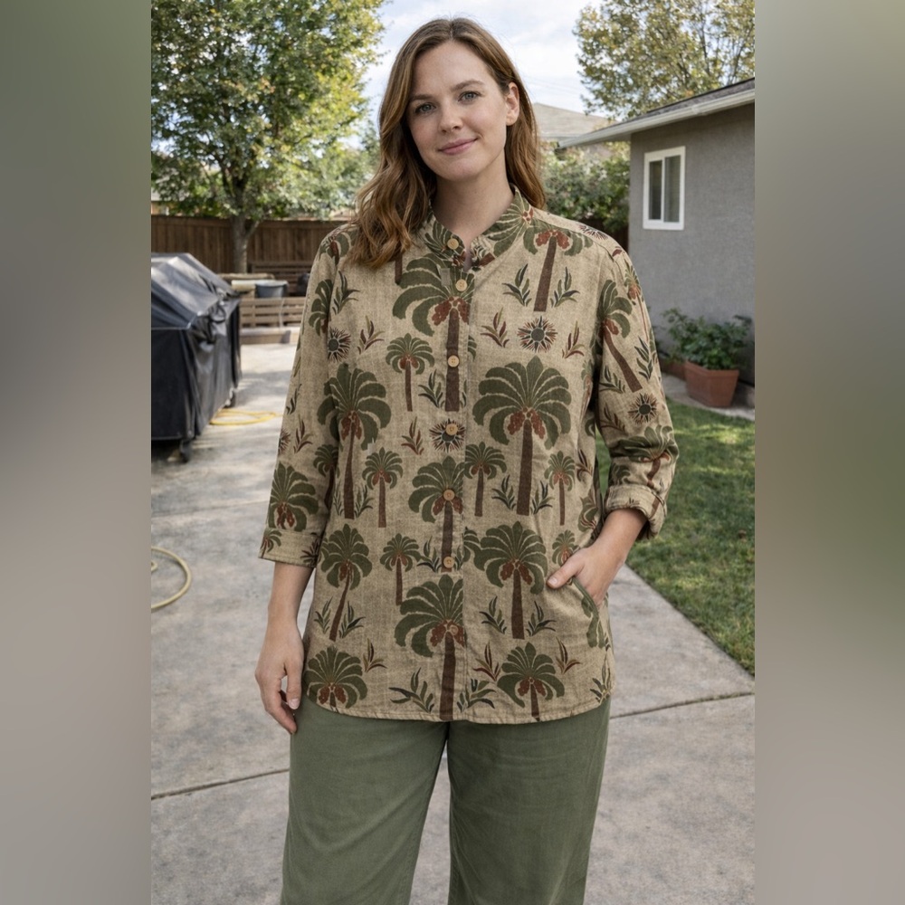 Ruby Rd. Women’s 100% Cotton Tropical Palm Tree Jacket Sz 20W
